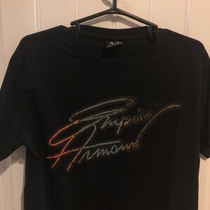 Armani Exchange men's Cotton T shirt Black Yellow  Silver Logo size M Authentic